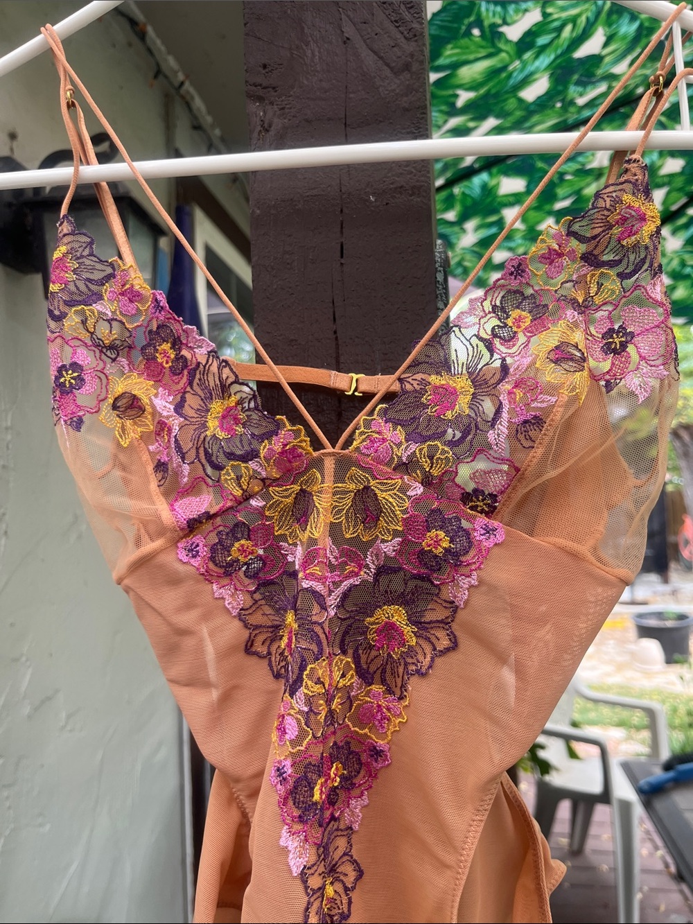 ZARA Floral Embroidered Cutout Mesh Bodysuit S NWOT